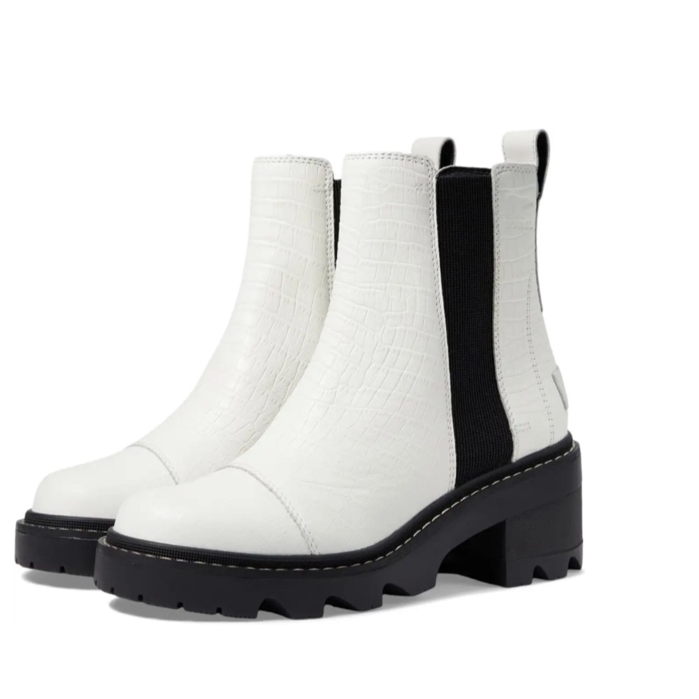 SOREL Joan Now Waterproof Chelsea Boot (Women) white and black croc Chelsea boot